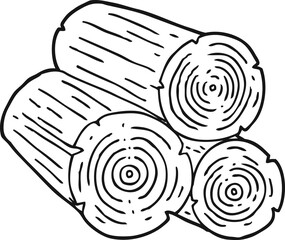 Wall Mural - black and white cartoon logs