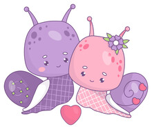 Sticker Couple Snails In Love