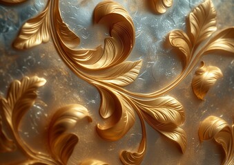 Wall Mural - abstract background with golden flower