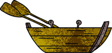 Textured Cartoon Doodle Of A Wooden Row Boat