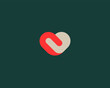 Abstract heart logotype. Universal handshake deal cooperation symbol. Creative love feeling sign. Vector illustration.