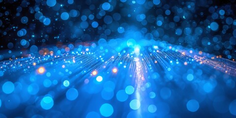 Poster - Data Speed Highway: Vibrant Network Cables and Lights Inside a Modern Data Center, Generative AI