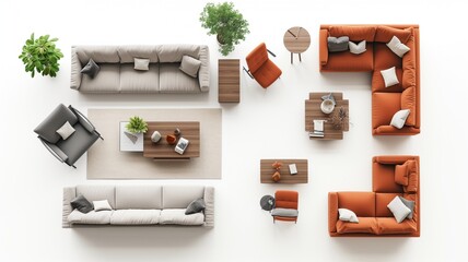 sofa furniture on top view for architecture use. florplan concept