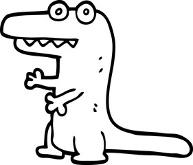 line drawing cartoon crazy alligator