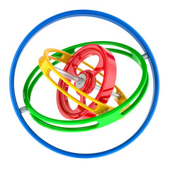 Poster - Colored Gyroscope, 3D rendering isolated on transparent background