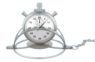 Poster - Stopwatch inside bear trap, 3D rendering isolated on transparent background