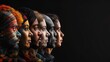 © buraratn - Human face made from portrait of different people of diverse age, gender and race over black background. Concept of social equality, human rights, freedom, diversity, acceptance