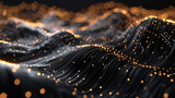 Fototapeta  - Abstract 3D rendered data lines graph on a sleek, black background with a mesmerizing glass and metallic material. Perfect for modern technology, analytics, and futuristic concepts.