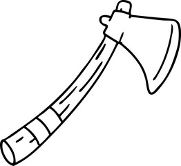 line drawing doodle of a garden axe