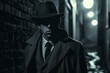 Vintage detective model in a film noir setting Exuding mystery Intrigue And the charm of classic crime stories
