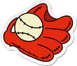 canvas print picture - sticker cartoon doodle of a baseball and glove