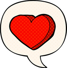 Poster - cartoon love heart and speech bubble in comic book style