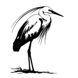 Fototapeta  - Great Egret Logo Monochrome Design Style