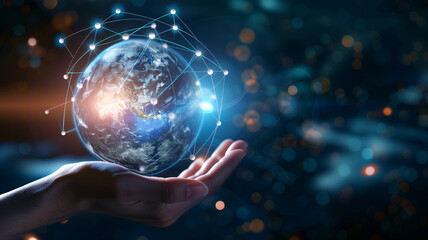 world connection globe in hands