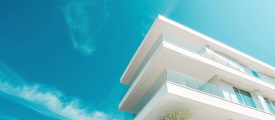 Poster - Modern residential building with white facade against blue sky