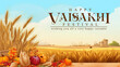 Happy Vaisakhi design template, wheat field for Punjabi harvest festival Vaisakhi