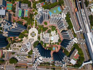 Aerial of Hong Kong city