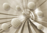 Fototapeta Do przedpokoju - 3d picture balls fly away into the tunnel perspective background for digital printing wallpaper, custom design wallpaper
