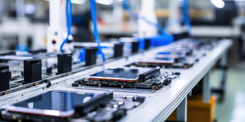 Poster - Circuit Board: Closeup of a Digital Electronics Device in Green, Full of Microchips and Components, Representing Technology and Industry