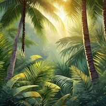 Dreamy Sub-tropical Jungle With Lush Greenery