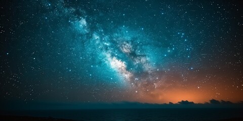 Breathtaking Night Sky - Milky Way Galaxy over Ocean Horizon