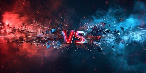Wall Mural - Versus banner with fire sparkling and lightning strikes,
