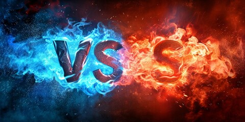 Wall Mural - Versus banner with fire sparkling and lightning strikes,