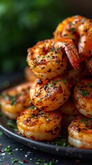 Delicious grilled shrimp with spices. 