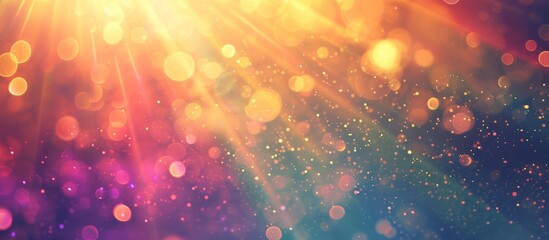 Wall Mural - Abstract background with colorful circular bokeh flare and sun splash.