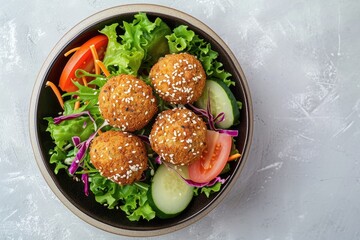 Sticker - Top view of a Falafel plate with Sesame isolated