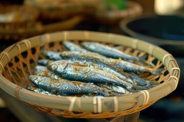 Poster - Japanese sardine on bamboo