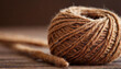 close up of brown yarn