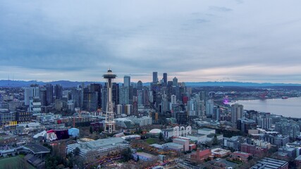 Wall Mural - The Seattle skyline at sunset on Christmas