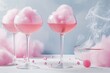 Cotton candy cocktail in glasses on a bright background