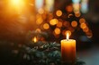 © VolumeThings - Blurry golden bokeh enhances the atmosphere during Christmas advent candle light in church evoking memories spirituality peacefulness and solemnity