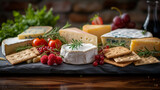 Fototapeta Miasto - artisan cheese board: textures and flavors