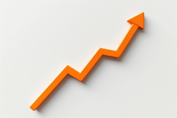 Orange graph arrow, growth, finance and business concept.