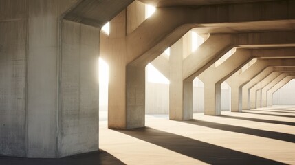 Wall Mural - Industrial style building, with concrete cement block architecture, modern design construction.