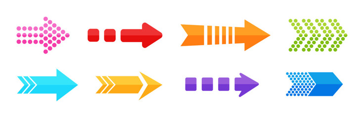 Wall Mural - cute colorful arrow with different shape flat illustration vector
