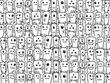 Fototapeta Kuchnia - Cute and Adorable Doodle Art Monster, Black and White Doodle Pattern Background Suitable for Decoration