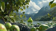 A Mischievous Pear Creature Hiding A The Leaves Of A Giant Pear Tree In Pear Peak Highlands Playing Pranks On Unsuspecting Visitors And Causing Chaos In The Tranquil Environment.
