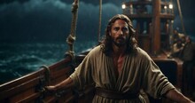 Christian Background - Jesus In The Boat With His Disciples