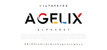 Agelix Modern Abstract Digital Alphabet Font. Minimal Technology Typography, Creative Urban Sport Fashion Futuristic Font And With Numbers. Vector Illustration