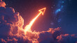 © ikkilostd - A 3D rendering of an arrow sign rocketing into the sky.
