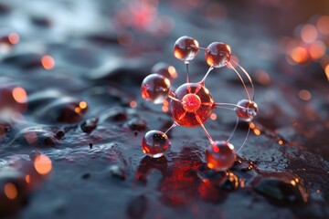 Poster - Atom molecule model in mixed media.