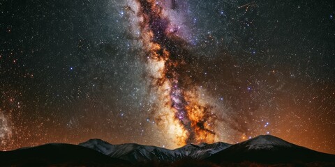 Milky Way Galaxy Rising Above Mountain Silhouette
