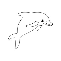 Wall Mural - Dolphin fish jumps out of the water continuous one line outline vector drawing illustration