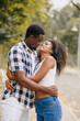 © Quality Stock Arts - Date couple man and women kiss valentine day. African black lover kissing at park outdoors summer season vintage color tone