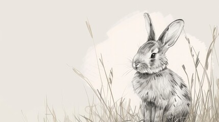 Sticker - A very simple sketch of a cute rabbit.