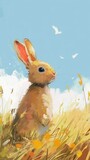 Fototapeta  - A very simple sketch of a cute rabbit.